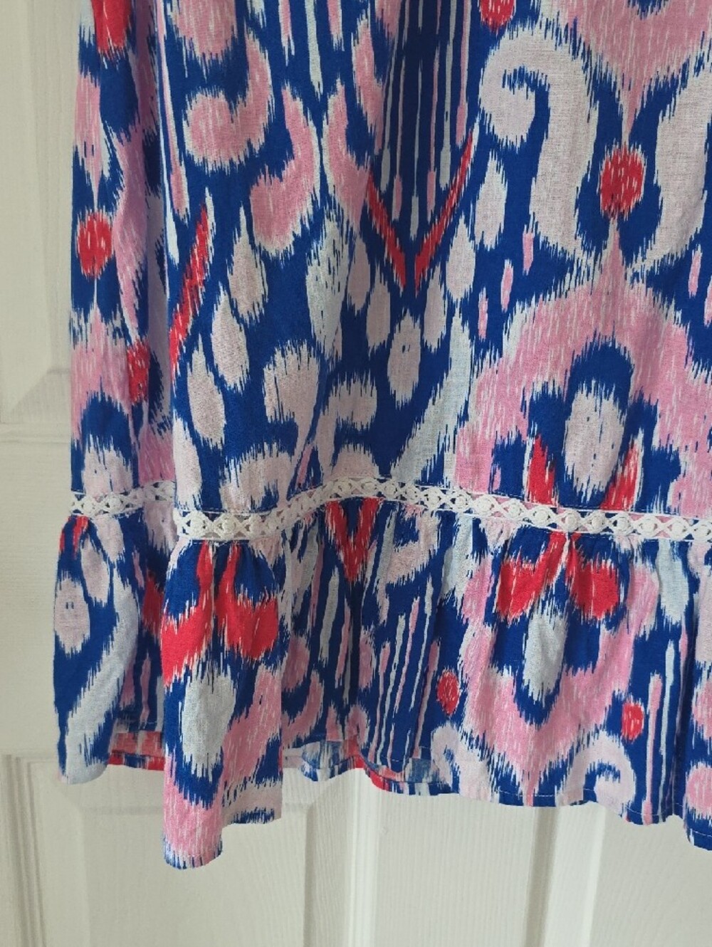 crown & ivy Blue, Pink & White Ikat-Print Sleeveless Dress Size M - Picture 9 of 13